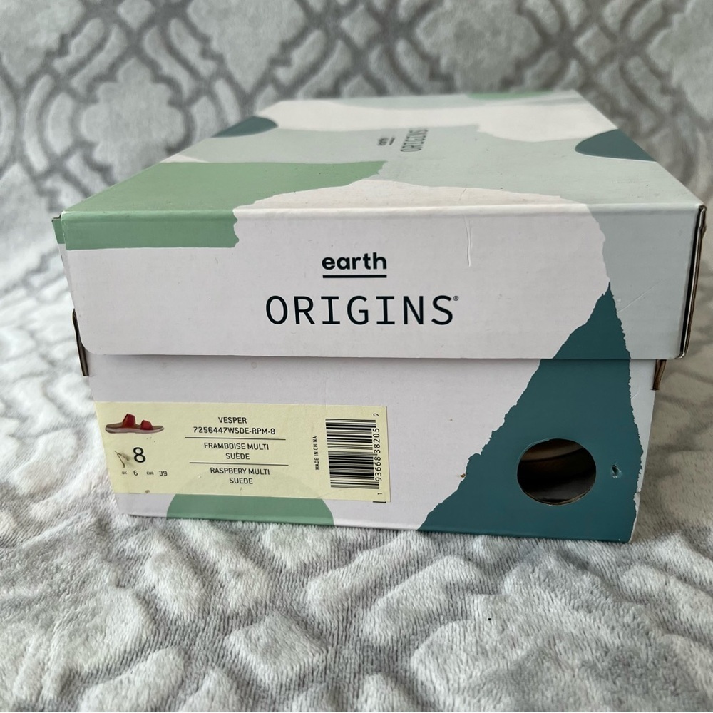 Earth Origins Vesper Suede Slides 8 Raspberry Multi NWOT - Picture 8 of 8